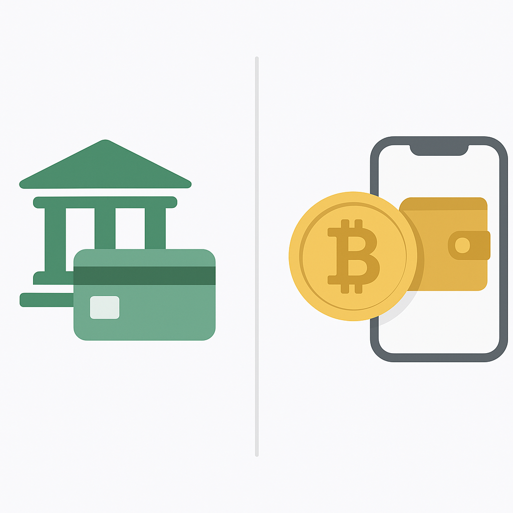 Sammenligning af fiat og kryptovaluta betaling