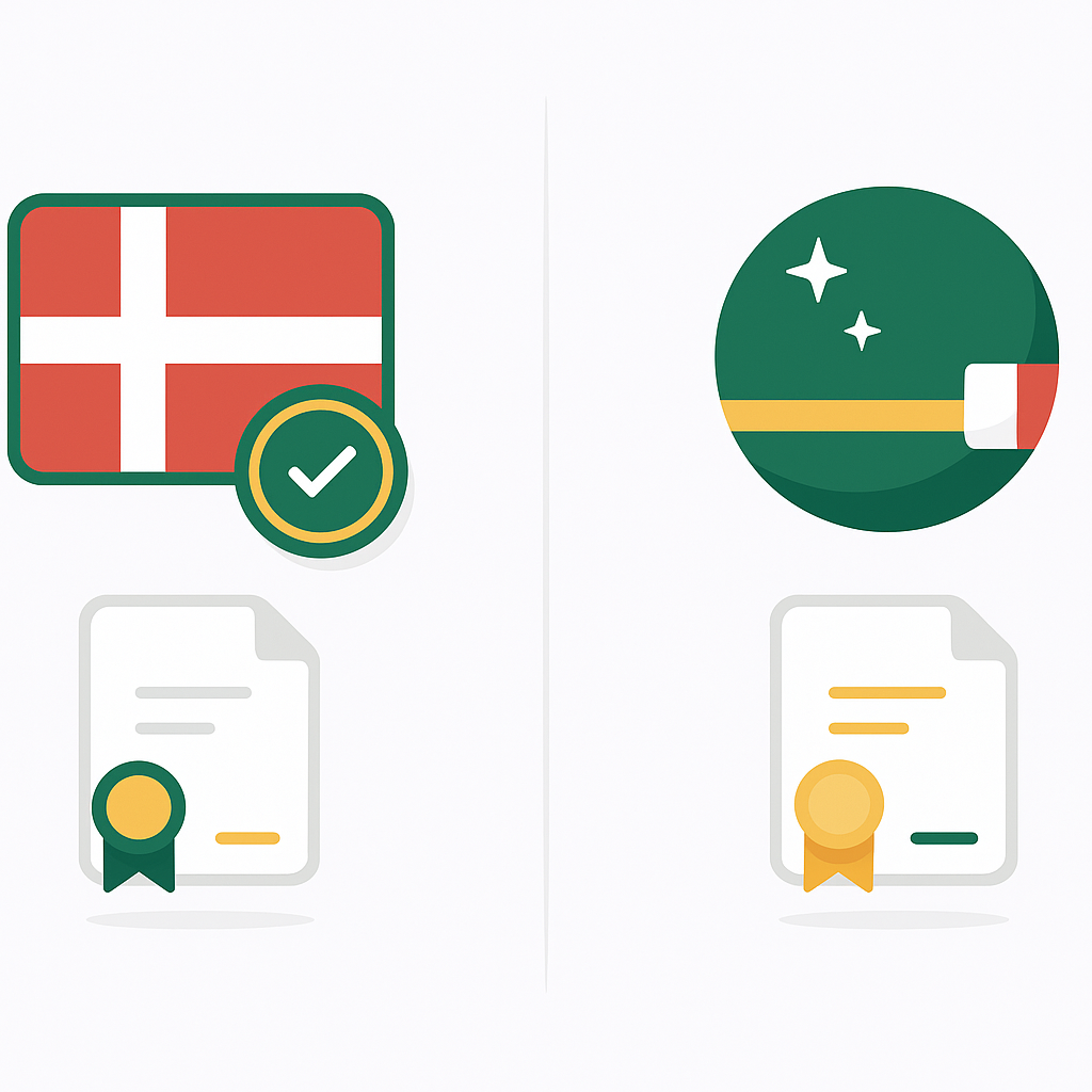 Sammenligning af dansk og international licens